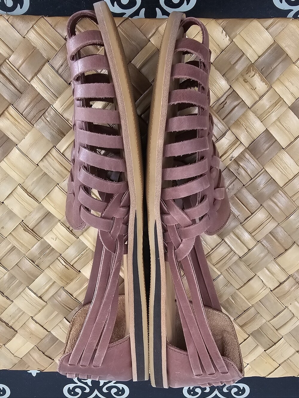 Quince Brown Braided Leather Huarache Flats Size 9 - Picture 9 of 11
